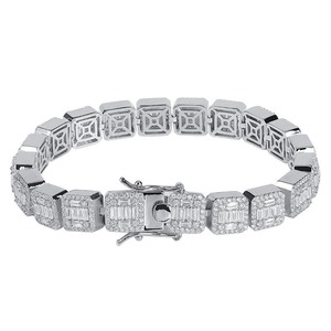 Hip Hop Bling Iced Out Bracelet AAA CZ Tennis Diamond Bracelets for <b>Men</b> Square Shape Cuban Link Chain <b>Men</b> Hiphop Rapper Jewelry - Product Image 1