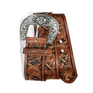 Cinturón de herramientas de cuero occidental de vaca de cuero genuino con logotipo personalizado al por mayor personalizado para hombres y mujeres hebilla con estampado Floral - Product Image 5