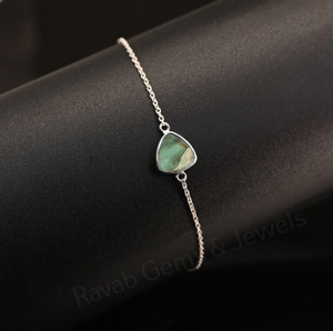 Top Quality Solid 925 Silver Labradorite <b>Gemstone</b> 10mm Triangle Bezel Setting Rhodium Plated Chain Minimalist <b>Bracelet</b> For Women - Product Image 3