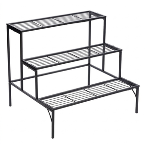Fresh Selling Metal <b>Plant</b> Stand <b>Rectangular</b> Slatted Shelf Rack for Indoor Outdoor Garden Flower Display Black <b>Pot</b> Holder - Product Image 2