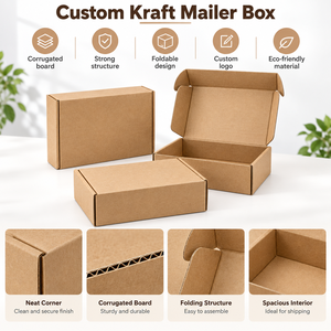 Boîte d'expédition pliable en carton ondulé kraft imprimée sur mesure avec logo, MOQ 500, OEM - Product Image 4