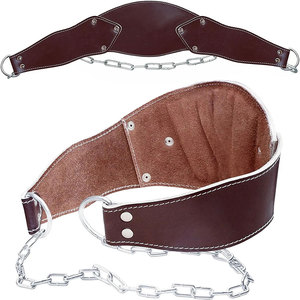 Genuine Leather Dip Belt Adjustable Weight Lifting Belt With Heavy Duty Chain For Dips Pull Ups Bodybuilding And Gym Workouts - Product Image 5