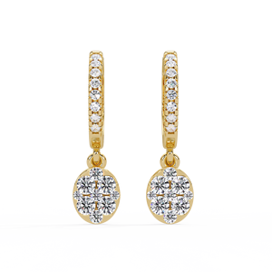 Wholesale Flower Cluster <b>Dangle</b> Huggie <b>Earring</b> Hoops 14k Pure <b>Gold</b> Round Cut Lab Grown Diamond Hoop <b>Earrings</b> Fine Jewelry Women - Product Image 1