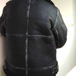 Custom Logo <b>Fur</b> Sleeve Leather <b>Jacket</b> <b>Men</b> High Quality Pakistani Manufactured Gothic Vintage Collarless Waterproof Breathable - Product Image 2