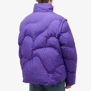 <b>Men's</b> <b>Purple</b> Puffer Jacket Winter Windproof Down Coat Casual Loose Fit Stand Collar Zip Up Cheap Price High Street Style - Product Image 2