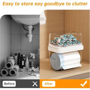 Organisateur de cuisine 2-en-1 : support pour sacs poubelles avec couvercles amovibles, conteneur pour lessive et dosettes lave-vaisselle, distributeur de sacs poubelles - Product Image 5