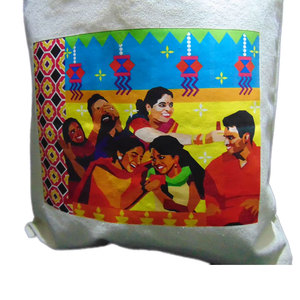 Bolsa de Compras Reutilizable de Lona de Algodón Ecológica y Duradera con Asa Integrada, Impresión Digital Multicolor, Cierre Superior, Ligera - Product Image 6