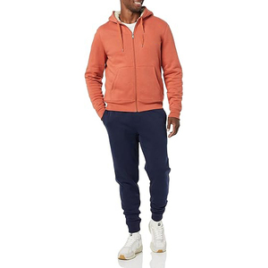 Nouveau sweat-shirt à capuche zippé orange, coupe classique, décontracté, pour l'automne, 100 % coton molletonné tricoté, couleur unie - Product Image 2
