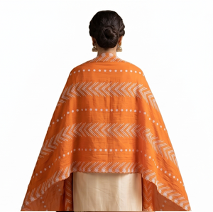 Women Orange Cotton for Voile <b>Shawl</b> with Floral Embroidery Rhinestone Ethnic Scarf Breathable Daily Wear Fashion Wrap - Product Image 3