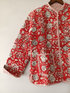 Cotton Handmade Reversible <b>Light</b> <b>Weight</b> Quilted Short <b>Jacket</b>,WomenWear New Style Coat,Partywear - Product Image 2