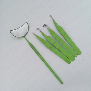 Professional Green Diamond Grip Stainless Steel Eyelash Extension Tweezers Pointed Tip Mirror Handle Sustainable Lash <b>Tool</b> - Product Image 4