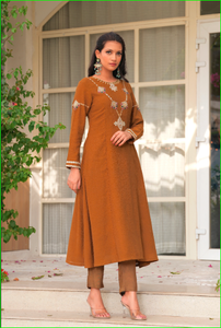 Ensemble Kurta brodé Mustard Rani Haar - Product Image 5