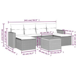 Ensemble de 7 canapés de jardin noirs et crème, élégant ensemble de canapés d'extérieur - Product Image 3
