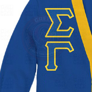 Sigma Gamma Sorority <b>Cardigan</b> Women's Sweater Blue Yellow Lettering Full Sleeve Greek letter logo Acrylic Knitted V Neck - Product Image 2