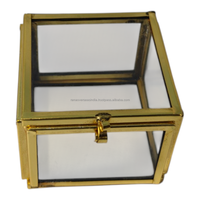 Boîte à bijoux moderne en laiton et verre, faite à la main, forme personnalisable, étui de présentation transparent pour bagues et pendentifs, organisateur élégant