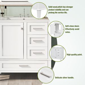 Modern 30\" Bathroom Vanity Soft-Closing <b>Storage</b> Cabinet with 3 <b>Draw</b> Sink Combo Set Urban Style Vanities - Product Image 5