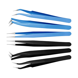 GETUP BROSONS IMPEX Pince à épiler en acier inoxydable à pointe fine et lisse 10 mm, prise en main précise, noir et bleu, outils de maquillage pour - Product Image 4