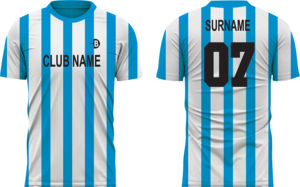 Ensemble de maillots de football rayés personnalisés pour hommes, manches courtes, col rond, 100% polyester, évacuation de l'humidité, impression sublimée, uniformes pour adultes - Product Image 4