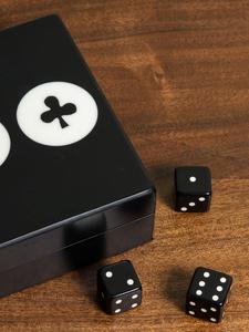 Boîte de rangement rectangulaire noire pour cartes de poker avec symboles de troupes, design en bois brillant, organisateur de jeu multifonctionnel classique 203x133x68mm - Product Image 5