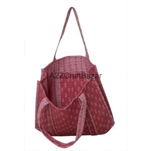 Wholesale Quilted 100% Cotton <b>Long</b> Handle Tote <b>Bag</b> Large Capacity Reusable Eco-Friendly for Travel Daily Use - Product Image 3