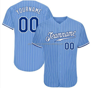 Wholesale sportswear apparel industry Custom <b>Light</b> Blue White Pinstripe Royal-White Authentic Baseball Jersey - Product Image 1