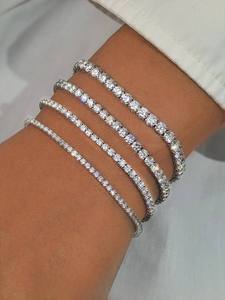 Clover Hip Hop Unisex <b>Bracelet</b> Fully Iced Diamond Channel Setting Chain Link 18K <b>Solid</b> <b>Gold</b> IGI Certified Brilliant Cut Wedding - Product Image 3