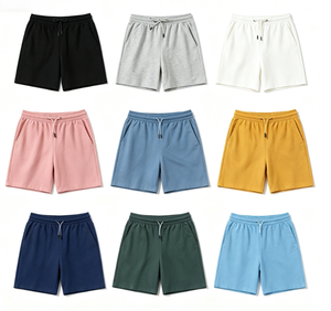 Shorts Bermuda en coton gris pour homme avec cordon de serrage à la taille et poches, style décontracté, taille mi-haute, tissu tricoté - Product Image 2