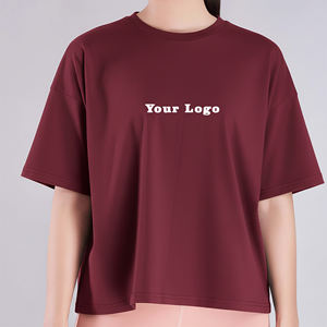 Camiseta de Verano para Mujer, Corte Cuadrado, Color Sólido, a la Moda, Personalizada con Logotipo Bordado, Ligera, Estilo Hip Hop - Product Image 1