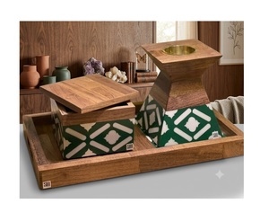 Juego de Quemadores de Incienso de Sándalo Ecológicos Hechos a Mano con Patrón Geométrico Verde - Ideal para Regalo - Product Image 1