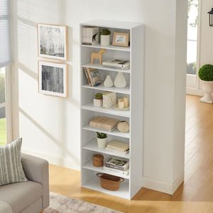 Libreria Espositiva a 8 Ripiani Regolabili, Mobile Multifunzionale a Doppio Strato per CD e DVD, per Casa e Ufficio - Product Image 3