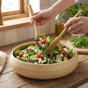 Ensemble de vaisselle en bambou écologique, bols faits à la main pour la maison, la cuisine, la restauration et les fêtes, personnalisable - Product Image 2