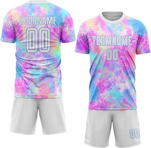 Conjunto de Camiseta de Fútbol Tie Dye Personalizada, Unisex, Manga Corta, Absorbe la Humedad, con Nombre del Equipo Impreso, para Todas las Temporadas, Ropa para Adultos en Venta - Product Image 1