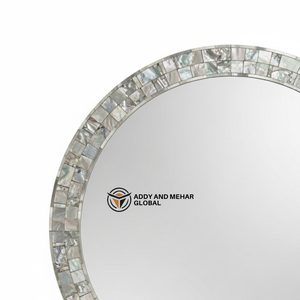 Espejo de Pared Redondo de Lujo con Incrustaciones de Madreperla – Espejo Curvo Hecho a Mano con Mosaico de Conchas para Decoración Premium del Hogar y Hoteles - Product Image 6