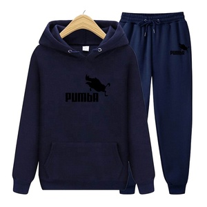 Survêtement de couleur unie pour homme, ensemble de 2 pièces, Sweat à capuche et pantalon, avec Logo, personnalisé, nouvelle collection 2022 - Product Image 4
