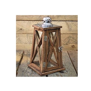 Portavelas de Madera Vintage con Paneles de Vidrio y Asa de Cuerda, Decoración para Jardín y Hogar - Product Image 6