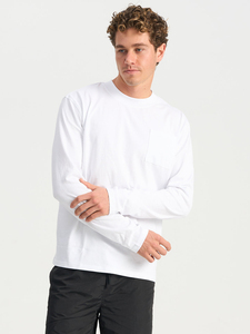 Men <b>Long</b> <b>Sleeve</b> Cotton T-Shirt O-Neck Regular Fit Solid White Casual Knitted <b>Top</b> - Product Image 5