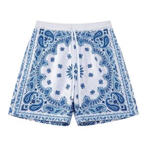 Pantalones Cortos de Malla Sublimados Personalizados con Diseño Clásico de Bandana Azul Rey para Playa de Verano - Product Image 1