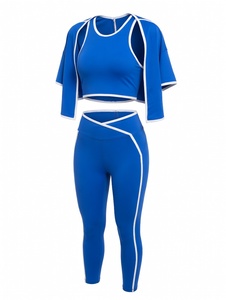 Wholesale Fitness Clothes for Gym Wear Women Sets 3 Pieces Yoga <b>Jackets</b> <b>Workout</b> Leggings Sports Bras Top Sportswear Set - Product Image 4