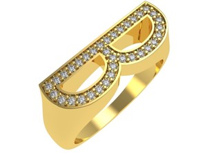 Luxury 925 Sterling Silver Gold Plated Alphabet Initial <b>Ring</b> <b>CZ</b> Studded Letter Design Men Women Jewelry - Product Image 3