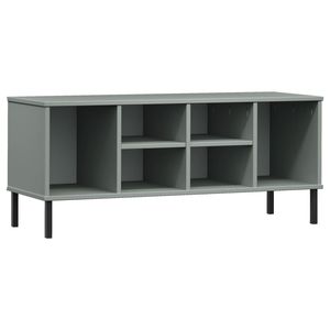 OSLO Solid <b>Wood</b> <b>Shoe</b> <b>Rack</b> with Gray Metal Legs 41.7"x13.8"x17.7" Size Elegant Design - Product Image 2