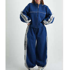 Ensemble de survêtement personnalisé OEM pour femmes, de haute qualité, 240g, polyester/coton, uni - Product Image 6