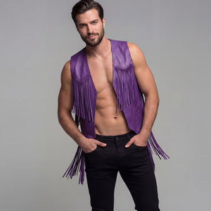 <b>Men</b> <b>Suede</b> Leather Fringe Vest Western Cowboy Sleeveless <b>Jacket</b> Tassel Motorcycle Biker Rodeo Apparel Premium OEM Apparel - Product Image 1