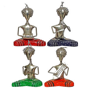 Listo para Exportar: Set de Músicos Sentados de Metal y Madera, Artesanía Tradicional Rajasthani Antigua, Decorativo para el Hogar, Artículo de Regalo - Product Image 6