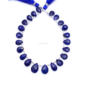 Vente en gros de pierres précieuses naturelles de qualité supérieure, Lapis Lazuli bleu facetté en forme de poire, brin de 8 pouces, fait main, certifié par un tiers pour la bijouterie - Product Image 1
