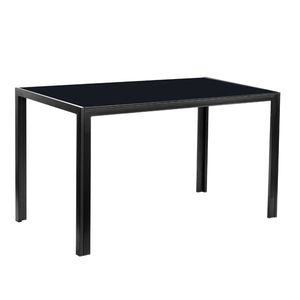 Tavolo da pranzo in vetro temperato nero e ferro, montaggio semplice richiesto (codice sostitutivo 21491449) - Product Image 1