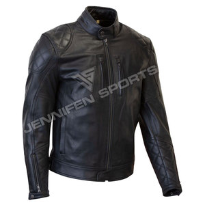 Veste de motard en cuir de vachette véritable de haute qualité pour hommes, coupe ajustée, coupe-vent, imperméable, avec poches zippées, vente en gros - Product Image 1
