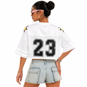 Maillot de football américain pour femme, col en V, en maille, coupe décontractée, manches courtes, personnalisable pour équipe, commande en gros OEM - Product Image 3