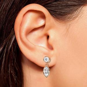 Boucles d'oreilles élégantes en or 14 carats avec diamants de laboratoire ronds et marquises sertis clos, certifiées IGI, pendantes, cadeau de luxe pour elle - Product Image 5