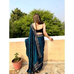 Trending <b>Red</b> Women's Satin <b>Saree</b> with 100% Silk and Sequence Embroidery Work - Product Image 3