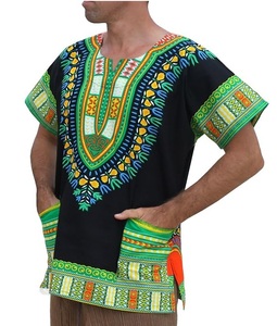 Camisetas Dashiki Africanas para Hombre con Estampado Tribal Floral de Gran Tamaño, Servicio OEM con MOQ Bajo, Personalizadas para Iglesia, Festival o Pueblo - Product Image 2